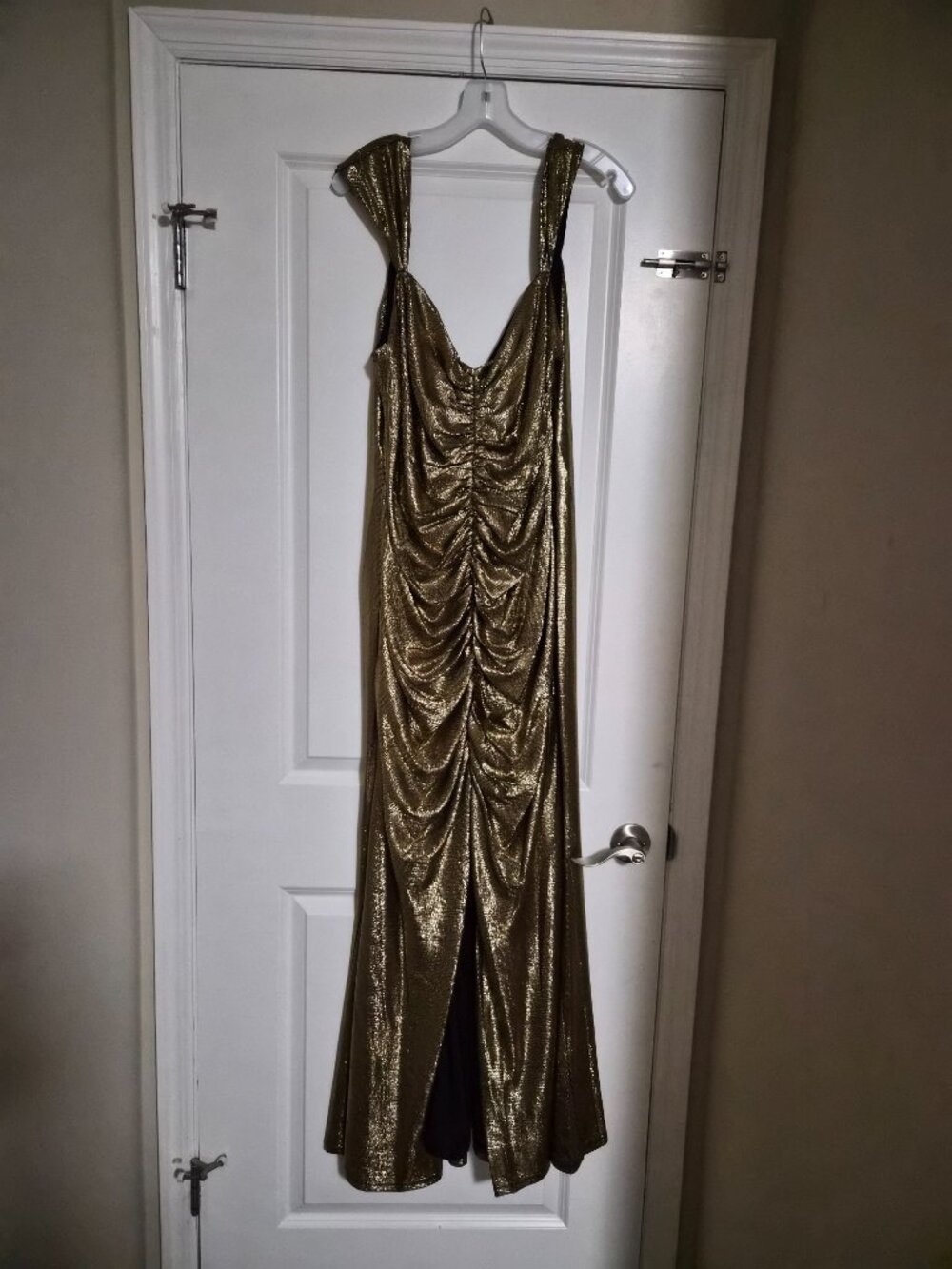 Davids Bridal Gold ruched dress gown - Picture 4 of 4